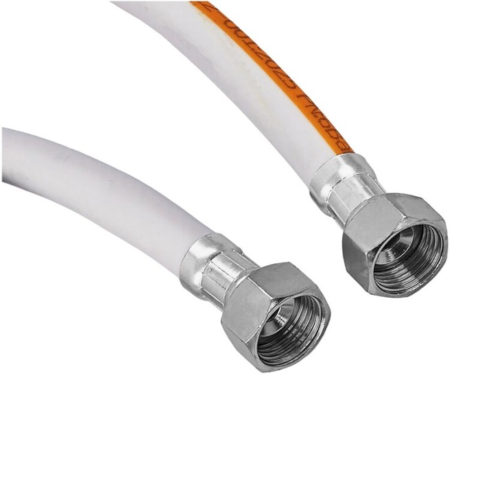Шланг для газу ZERIX ZHG-01-FF1/2"-080 ПВХ білий 1/2"ГГ 80 см (ZX6157)