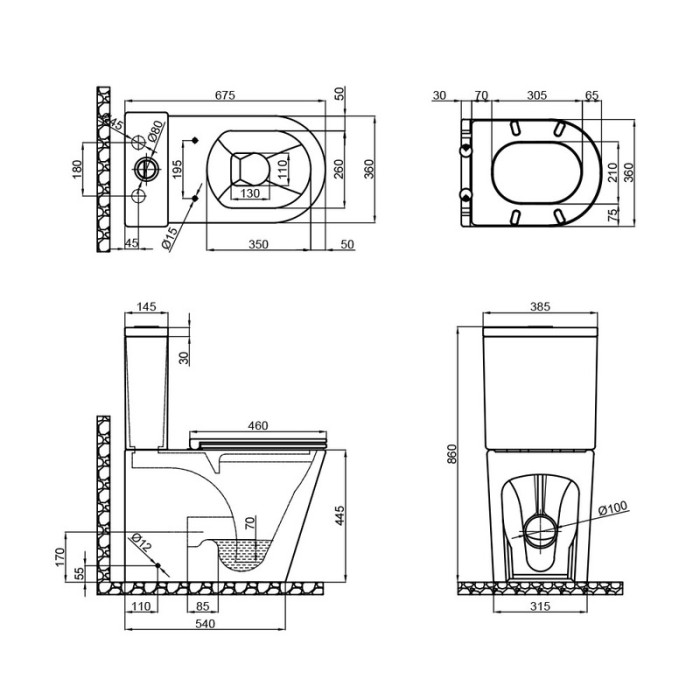 Бачок до унітазу-компакту Mixxus Premium Bevel-0402-R Tank 670х390х880 зі зливною арматурою (MI8327)