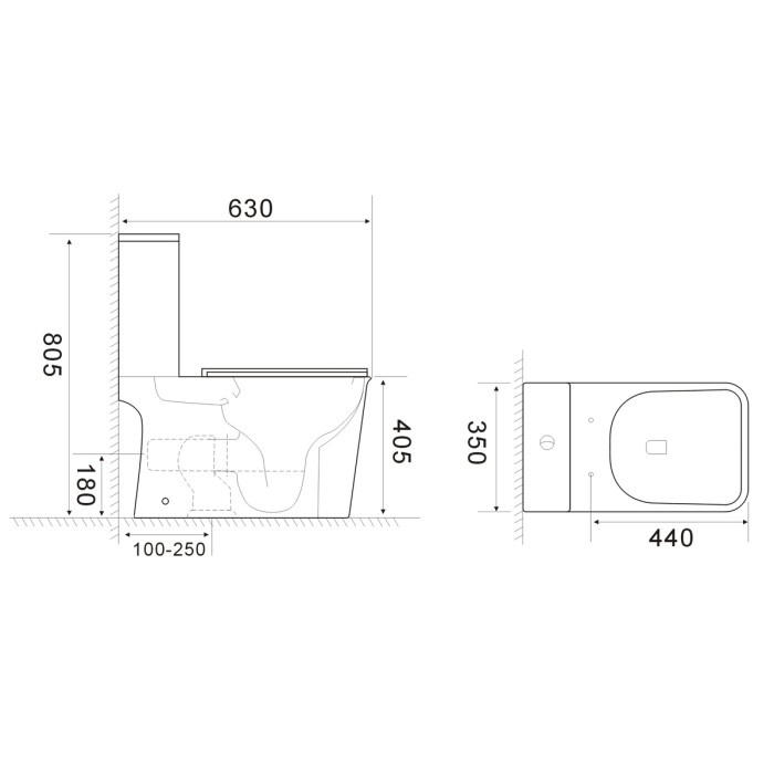 Бачок до унітазу-компакту Mixxus Wave-0404-R Tank 630х350х805 зі зливною арматурою (MI8335)