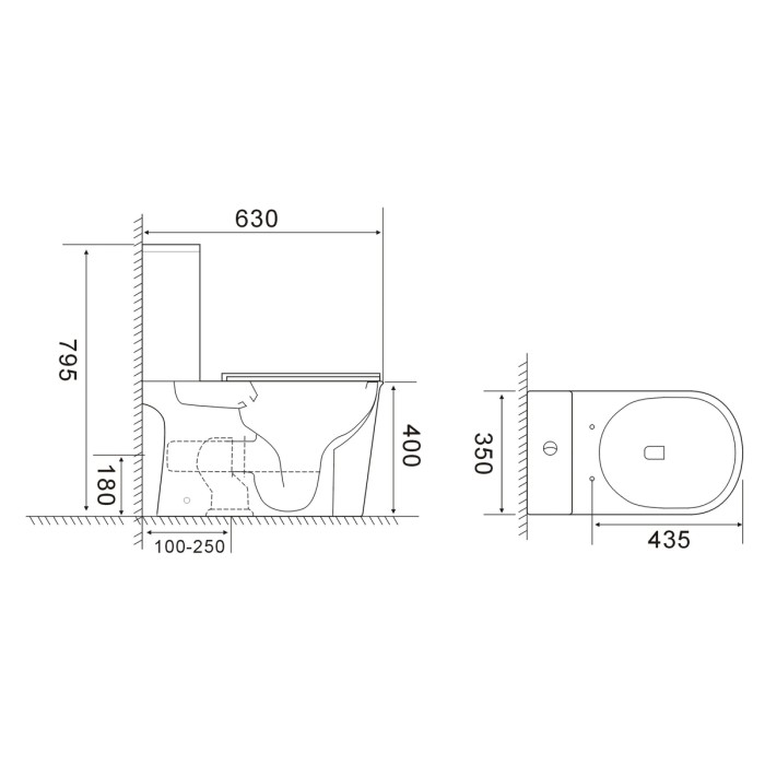 Бачок до унітазу-компакту Mixxus Wave-0405-R Tank 630х350х795 зі зливною арматурою (MI8336)