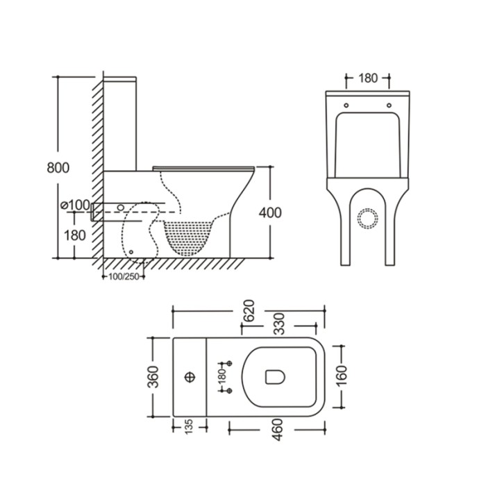 Бачок до унітазу-компакту Mixxus Style-0403-R Tank 620х360х800 зі зливною арматурою (MI8331)