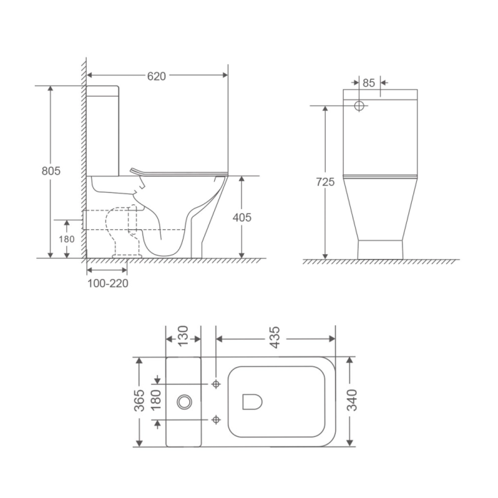 Бачок до унітазу-компакту Mixxus Premium Style-0401-T3 Tank 620х365х805 зі зливною арматурою (MI8328)