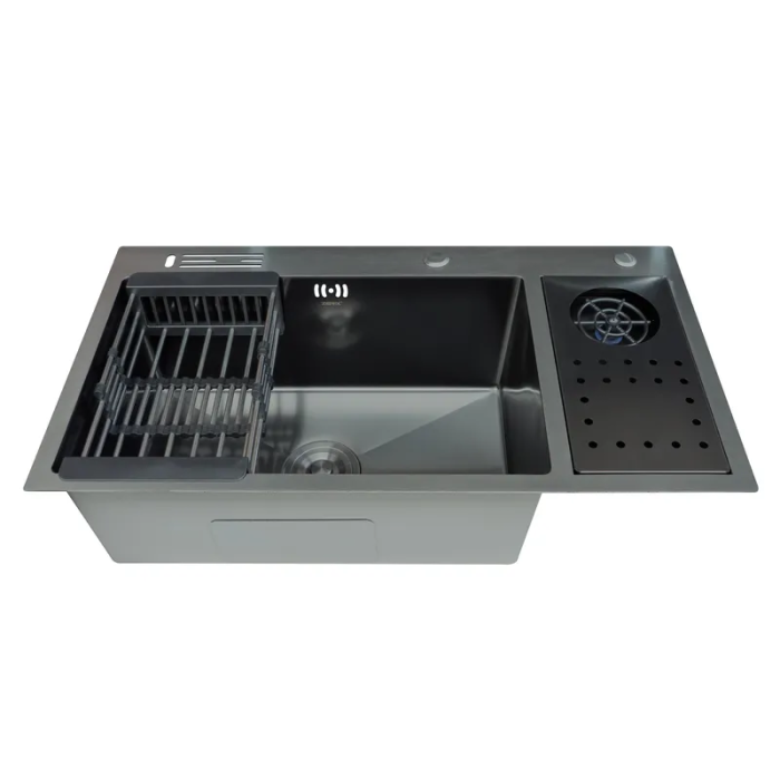 Мийка Zerix ZH8245-SET-08 Micro Decor Graphite з нержавіючої сталі (колір графіт) (ZM5594)