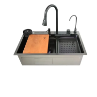 Мийка багатофункціональна Mixxus MH7546-SET-08 Micro Decor Graphite з вбудованим змішувачем з нерж.сталі (MI8455)