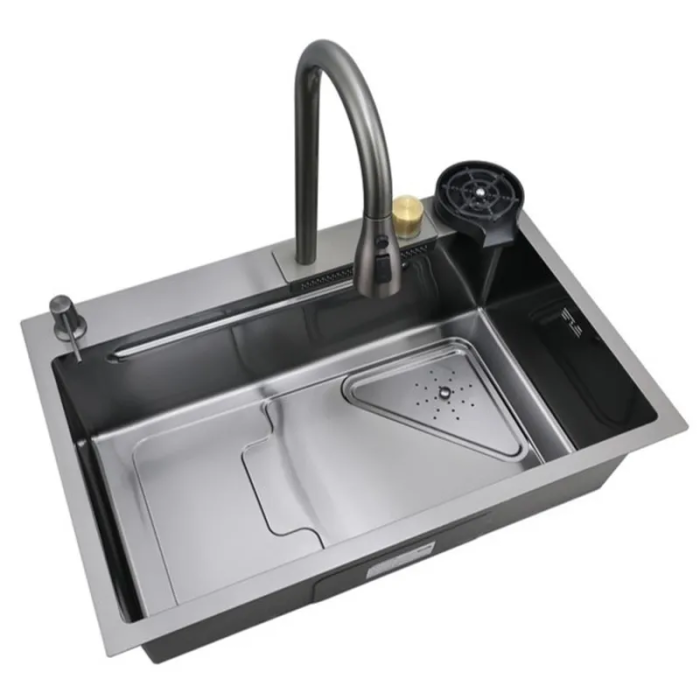 Мийка Mixxus Premium MH7246-SET-01 Nano-Black з вбудованим змішувачем (MX1696)