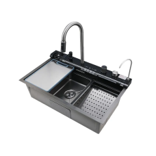 Мийка багатофункціональна Zerix ZH7546-SET-05 Decor Graphite з вбудованим змішувачем з нерж.сталі (ZM5592)
