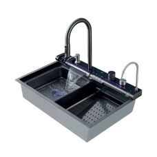 Мийка Zerix ZH7546-SET-04 DECOR Nano-Black з вбудованим змішувачем з нерж. сталі (ZM5578)