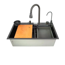 Мийка багатофункціональна Zerix ZH7546-SET-07 DECOR NANO-BLACK з вбудованим змішувачем (ZX5683)