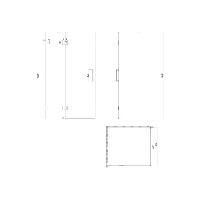 Бічна стінка до кабіни Koer SR SW04-90x200-TR-07 прозоре скло Easy Clean 10мм, графіт (KR5391)