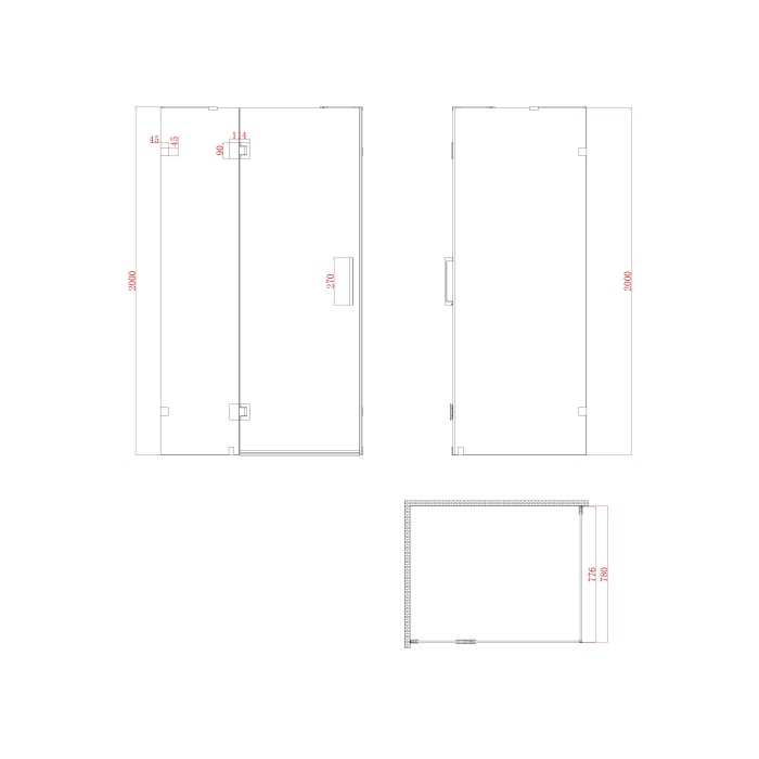 Бічна стінка до кабіни Koer SR SW04-80x200-TR-01 прозоре скло Easy Clean 10мм, хром (KR5389)