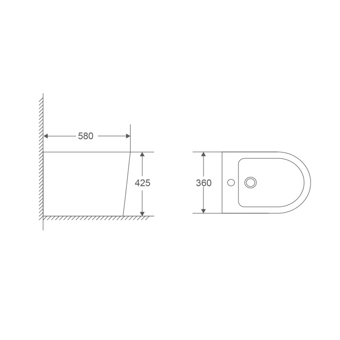 Біде підлогове Mixxus Premium BEVEL-0601 580х360х425mm (MP6598)