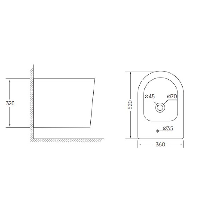 Біде підвісне Mixxus BEVEL-0502 520x360x320mm (MI6715)
