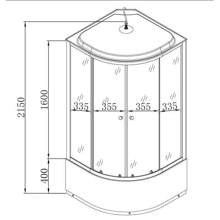 Бокс душовий без гідромасажу Mixxus STRONG SB01-90x90x215-GR SATIN з високим піддоном (MI6885)