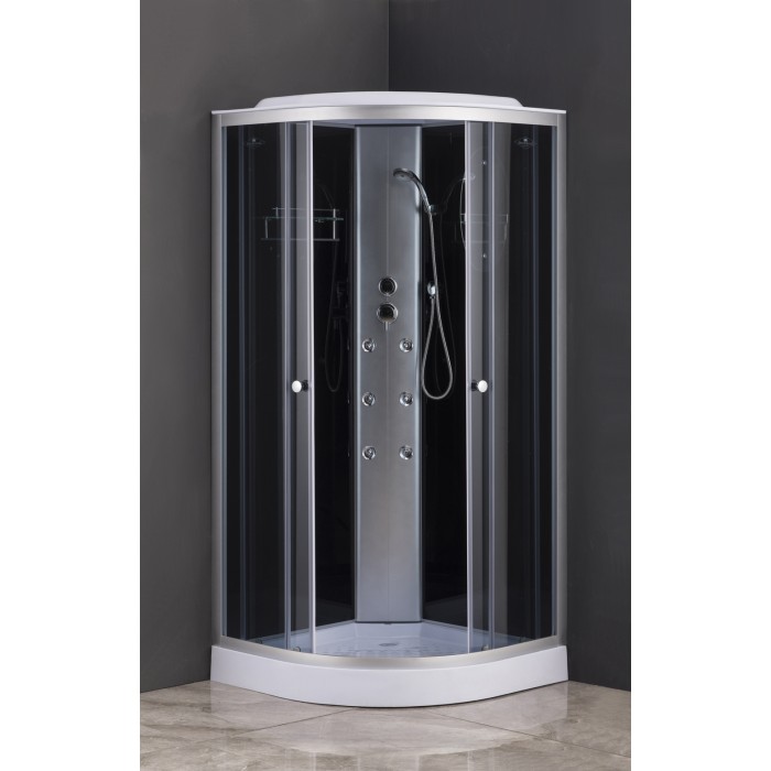 Бокс душовий з гідромасажем Mixxus STRONG SBH02-90x90x215-GR SATIN низький піддон (MI6891)