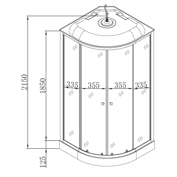Бокс душовий з гідромасажем Mixxus STRONG SBH02-90x90x215-FB SATIN низький піддон (MI6890)