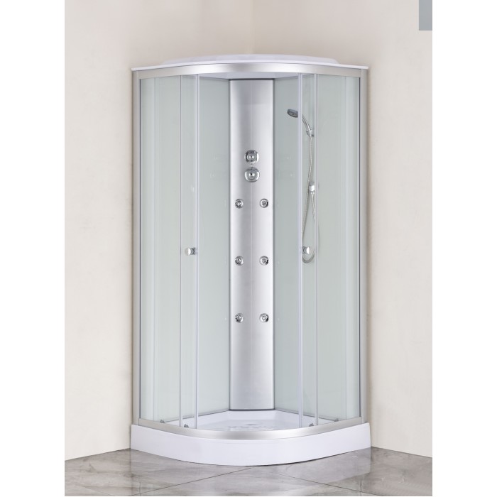 Бокс душовий з гідромасажем Mixxus STRONG SBH02-90x90x215-FB SATIN низький піддон (MI6890)