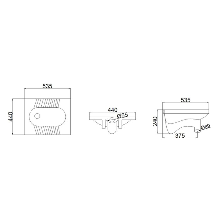 Чаша Генуя Mixxus Premium Wave-2202 530x435x240mm з відведенням (MP6716)