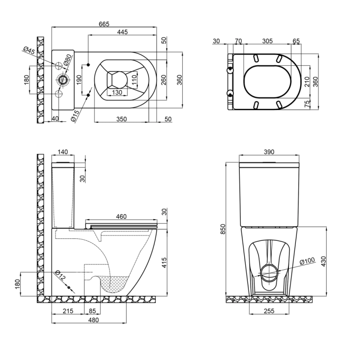 Чаша унітазу-компакту Mixxus Premium Ellipse-0402-T1 Bowl 660х390х855 Tornado 1.0 без сидіння (MI8347)