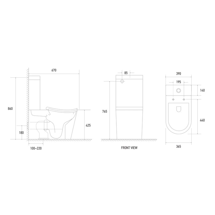 Чаша унітазу-компакту Koer TT-0202-T3 Bowl 430x390x670 без сидіння Tornado 3.0 (MI8365)
