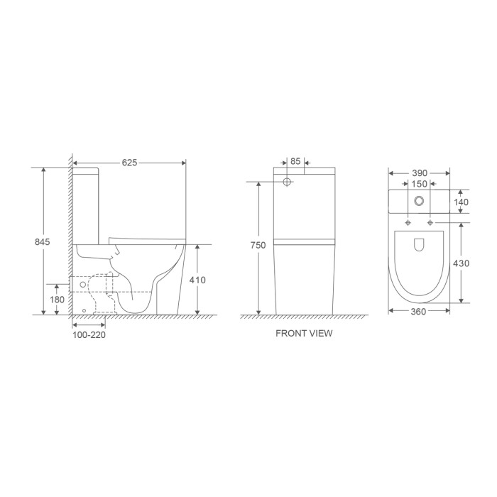 Чаша унітазу-компакту Mixxus Premium Bevel-0401-T1 Bowl 625х390х845 Tornado 1.0 без сидіння (MI8348)