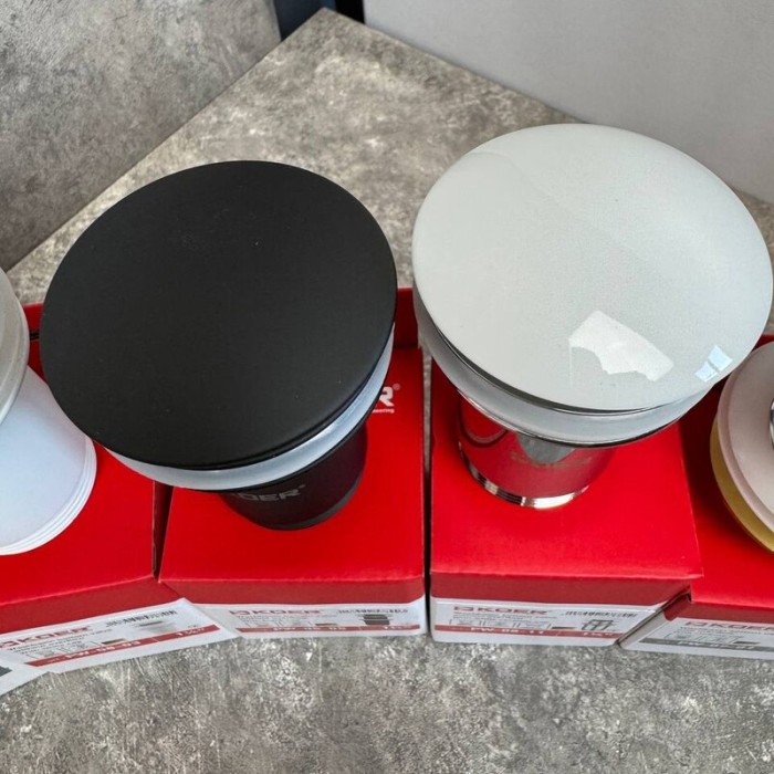 Донний клапан для раковини Koer PW-08-05 1 1/4'' без переливу автоматичний СLICK-СLACK (Колір чорн) (KR5789)