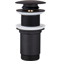 Донний клапан для раковини Koer PW-08-05 1 1/4'' без переливу автоматичний СLICK-СLACK (Колір чорн) (KR5789)