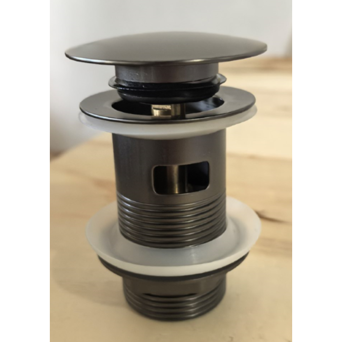 Донний клапан для раковини з переливом Zerix BV-09 GRAY 1 1/4" автоматичний Click-Clack (Колір графіт) (MY0415)
