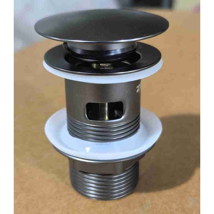 Донний клапан для раковини з переливом Zerix BV-09 GRAY 1 1/4" автоматичний Click-Clack (Колір графіт) (MY0415)