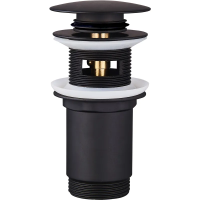 Донний клапан для раковини Koer PW-07-05 1 1/4'' з переливом автоматичний СLICK-СLACK (Колір чорн) (KR5785)