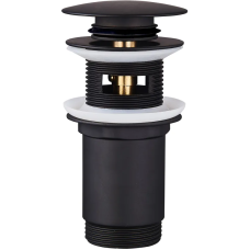 Донний клапан для раковини Koer PW-07-05 1 1/4'' з переливом автоматичний СLICK-СLACK (Колір чорн) (KR5785)