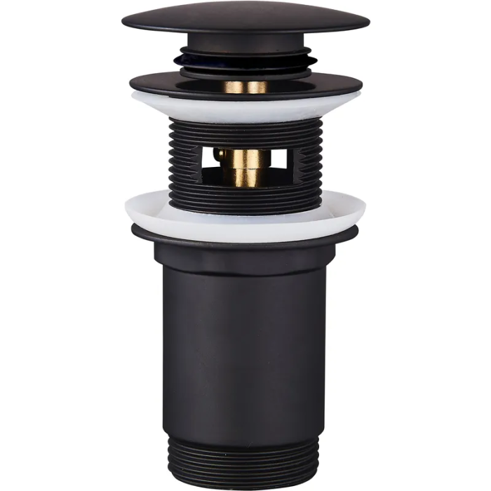 Донний клапан для раковини Koer PW-07-05 1 1/4'' з переливом автоматичний СLICK-СLACK (Колір чорн) (KR5785)