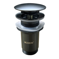 Донний клапан для раковини Koer PW-08-07 1 1/4" без переливу автоматичний CLICK-CLACK (Колір графіт) (KR6484)