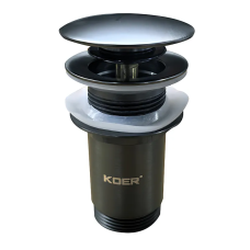 Донний клапан для раковини Koer PW-08-07 1 1/4" без переливу автоматичний CLICK-CLACK (Колір графіт) (KR6484)