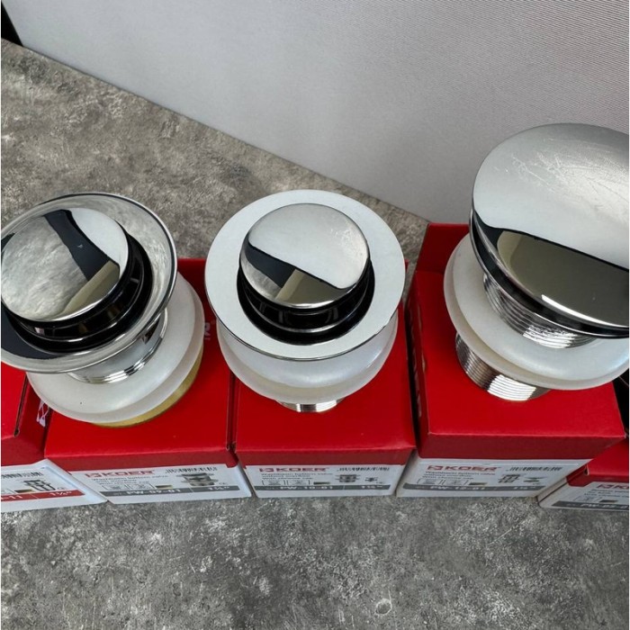 Донний клапан для раковини Koer PW-12-01 1 1/4'' без переливу автоматичний СLICK-СLACK (Колір хром) (KR5798)