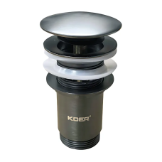 Донний клапан для раковини Koer PW-07-07 1 1/4" з переливом автоматичний CLICK-CLACK (Колір графіт) (KR6483)