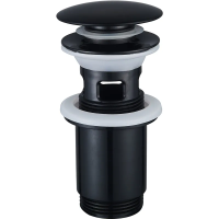 Донний клапан для раковини Zerix BV-01 BLACK 1 1/4'' з переливом автоматичний СLICK-СLACK (Колір чорний) (ZX6016)