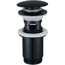 Донний клапан для раковини Zerix BV-01 BLACK 1 1/4'' з переливом автоматичний СLICK-СLACK (Колір чорний) (ZX6016)