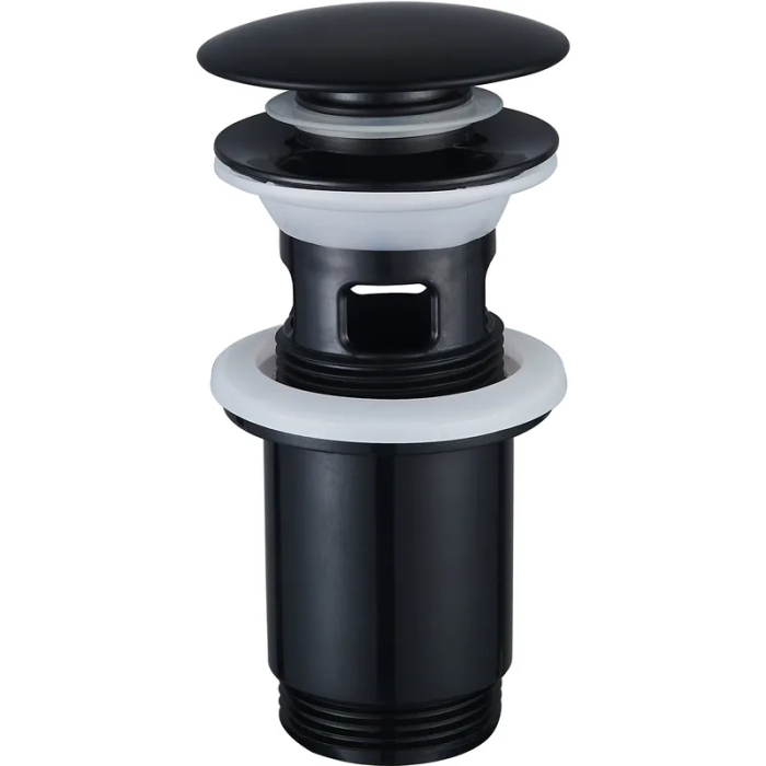 Донний клапан для раковини Zerix BV-01 BLACK 1 1/4'' з переливом автоматичний СLICK-СLACK (Колір чорний) (ZX6016)
