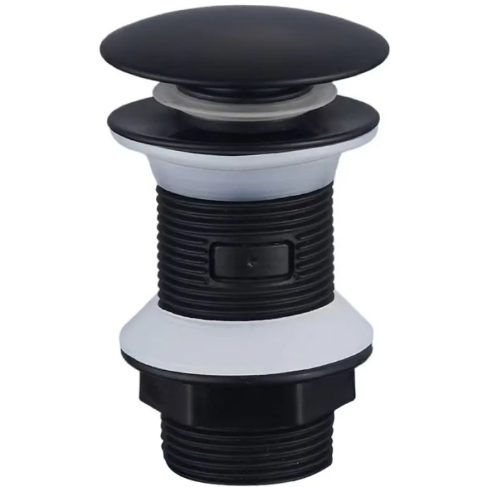 Донний клапан для раковини Zerix BV-02 BLACK 1 1/4'' без переливу автоматичний СLICK-СLACK (Колір чорний) (ZX6018)