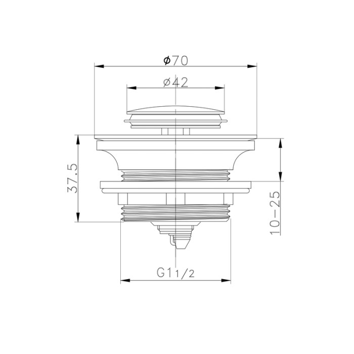 Донний клапан для ванни Koer PW-06-01 1 1/2'' автоматичний СLICK-СLACK (Колір хром) (KR5799)