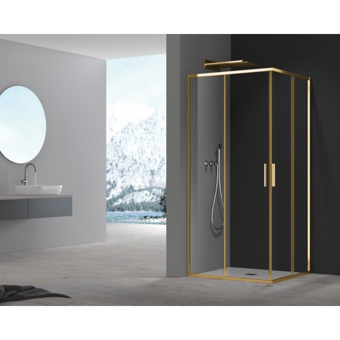 Душова кабіна без піддону Koer SR SC10-90x90x195-TR-12 прозоре скло Easy Clean 6мм, матове золото (KR5943)
