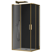 Душова кабіна без піддону Koer SR SC10-90x90x195-TR-12 прозоре скло Easy Clean 6мм, матове золото (KR5943)