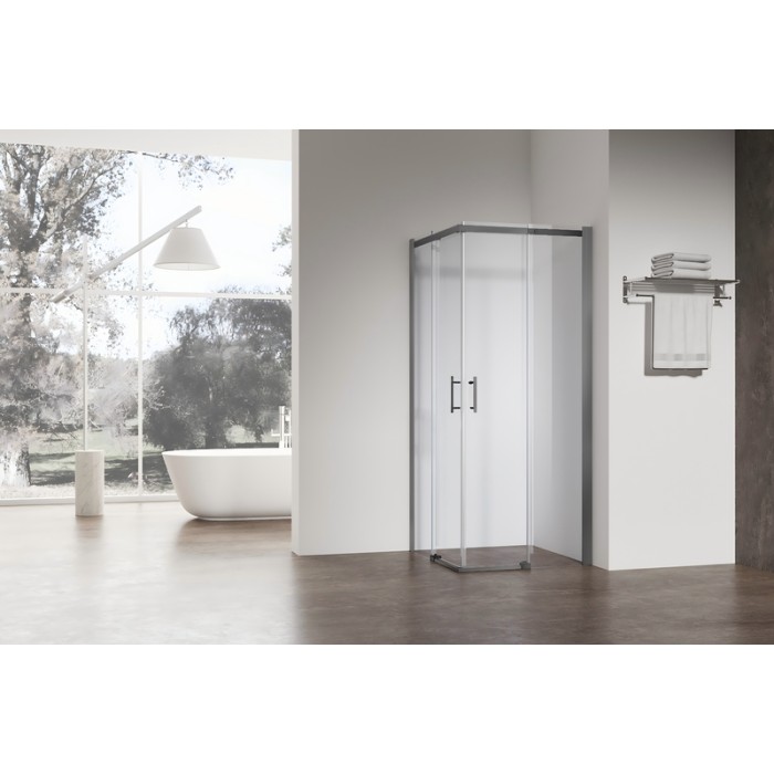 Душова кабіна без піддону Koer SR SC03-90x90x200-TR-07 прозоре скло Easy Clean 6мм, графіт (KR5359)