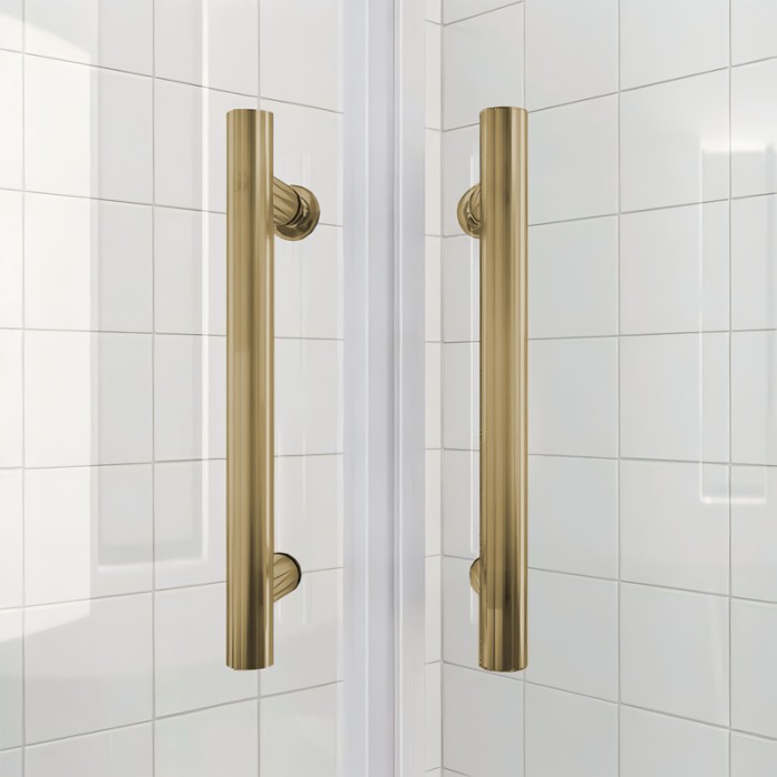 Душова кабіна без піддону Koer SR SC04-90x90x195-TR-12 прозоре скло Easy Clean 5мм Матове золото (KR5681)