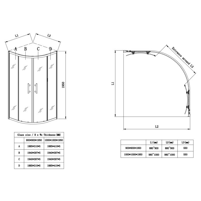 Душова кабіна без піддону Koer SR SC04-100x100x195-TR-01 прозоре скло Easy Clean 5мм, хром (KR5361)