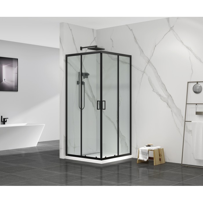 Душова кабіна без піддону Mixxus Premium DIVERSE SC02-90x90x195-TR Black прозоре скло 5мм (MI6862)