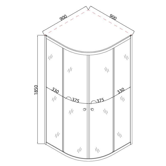 Душова кабіна без піддону Mixxus PLAIN SC01-90x90x185-TR CHROME прозоре скло 4мм (MI6899)