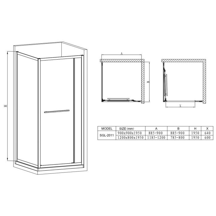 Душова кабіна без піддону Mixxus Premium Quadro SC01-90x90x195-TR Chrome прозоре скло 6мм (MI8290)