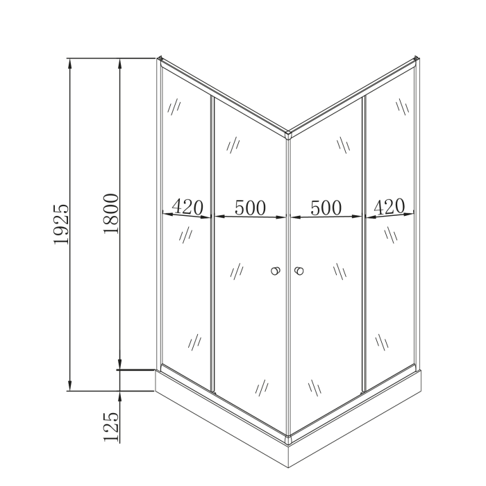 Душова кабіна з низьким піддоном Mixxus CUBIC SCT01-100x100x195-FB CHROME матове скло 4мм (MI6904)