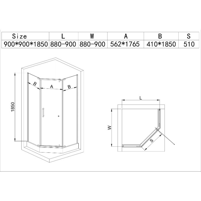 Душова кабіна з низьким піддоном Mixxus LINES SCT01-90x90x198-TR Graphite NEW прозоре скло 6мм (MI8429)